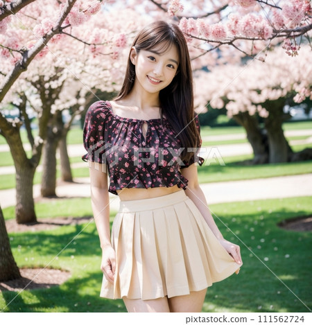 Cherry blossoms and a young woman Cherry blossoms and a young woman 111562724
