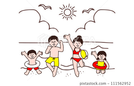 夏天去游泳的男人和女人 111562952