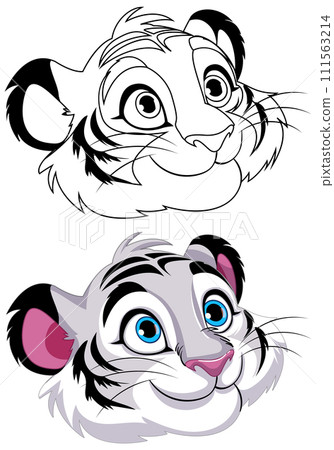 Cheerful Cartoon Tiger Illustration Cheerful Cartoon Tiger Illustration 111563214