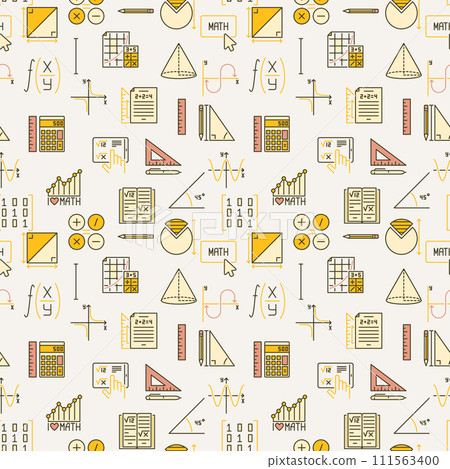 Mathematics modern seamless pattern. Math Education vector creative background Mathematics modern seamless pattern. Math Education vector creative background 111563400