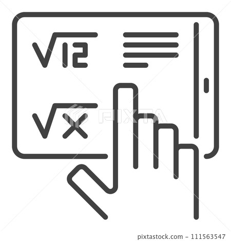 Tablet with Math Education vector concept line icon Tablet with Math Education vector concept line icon 111563547
