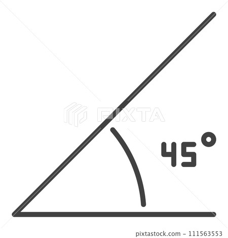 45 Degree Angle vector Mathematics Corner concept outline icon 111563553