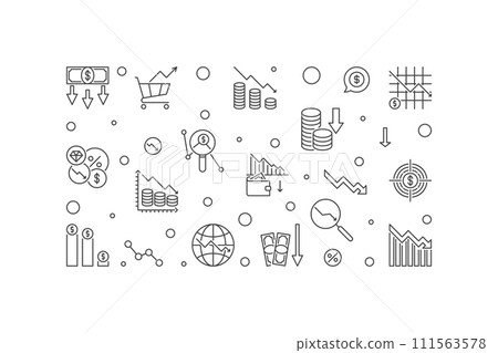 Economic Recession vector horizontal banner - Financial crisis illustration Economic Recession vector horizontal banner - Financial crisis illustration 111563578