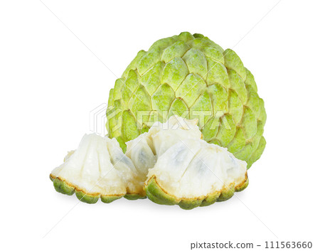 Sliced custard apple isolated on white background. 111563660
