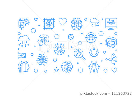 Artificial Intelligence Digital Brain Technology concept line horizontal vector simple banner Artificial Intelligence Digital Brain Technology concept line horizontal vector simple banner 111563722