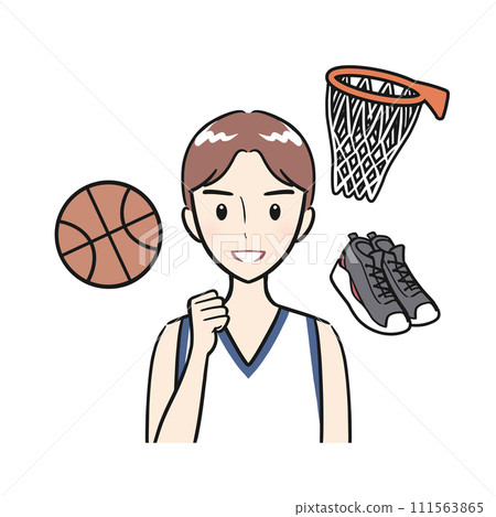 籃球、籃球俱樂部、努力參加俱樂部活動的男學生(無背景) 籃球、籃球俱樂部、努力參加俱樂部活動的男學生(無背景) 111563865