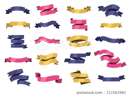 Colorful ribbon banners. Abstract decorative scroll borders for text, cartoon banner design for celebration decoration. Vector set Colorful ribbon banners. Abstract decorative scroll borders for text, cartoon banner design for celebration decoration. Vector set 111563991
