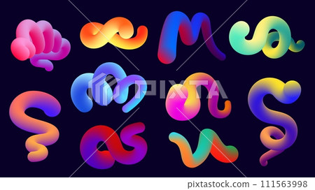 Gradient blend line. Dynamic abstract strokes with different colors and gradient effect. Vector modern geometric brush flow set 111563998