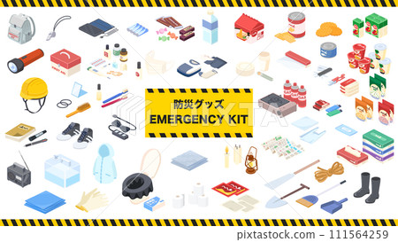 防災用品等距插圖集 防災用品等距插圖集 111564259