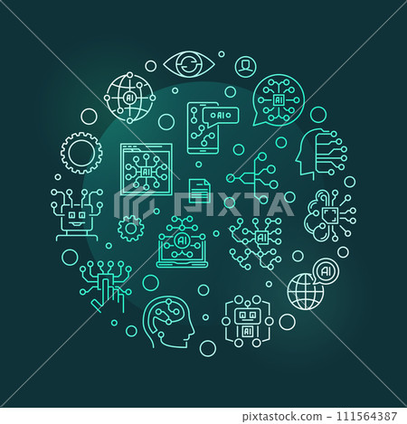 Artificial Intelligence AI concept vector round line modern banner 111564387