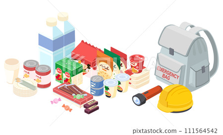 Isometric illustration set of disaster prevention goods Isometric illustration set of disaster prevention goods 111564542
