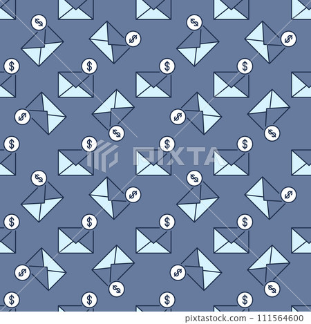 Dollar Sign and Envelope vector Email colored seamless pattern 111564600