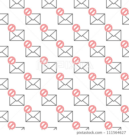Envelope with Ban sign vector line seamless pattern 111564627