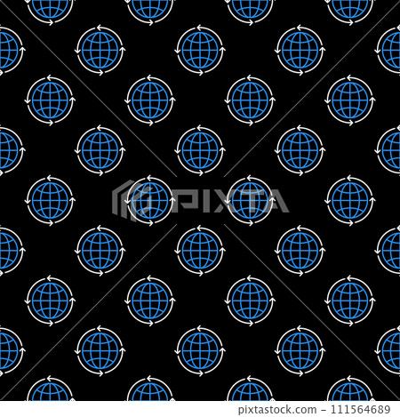 Globe inside Arrows vector concept dark line seamless pattern 111564689