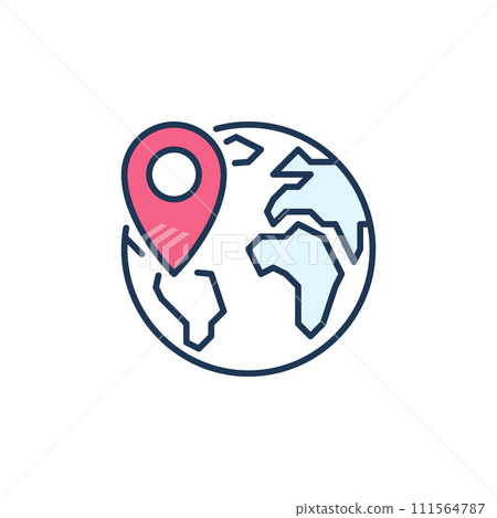 Earth Planet with Geo Pin vector concept colored icon Earth Planet with Geo Pin vector concept colored icon 111564787