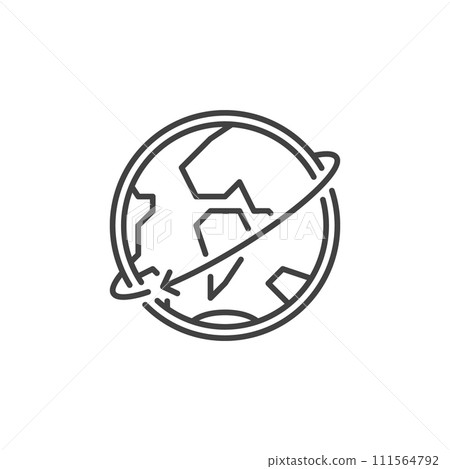 Earth with Arrow vector concept outline icon or symbol Earth with Arrow vector concept outline icon or symbol 111564792