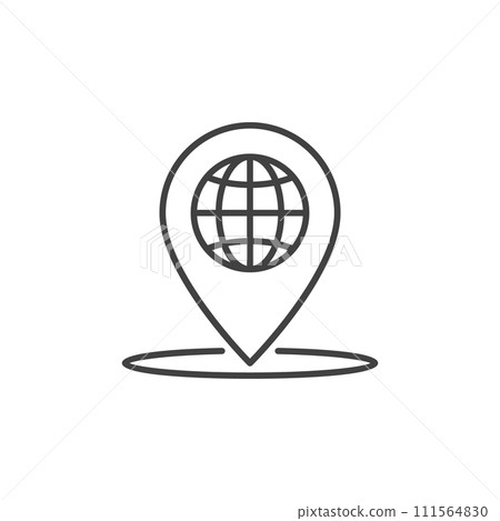 Globe Geo Pin vector concept outline icon or sign 111564830