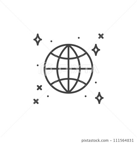 Globe in Space with Stars vector concept outline icon or sign 111564831