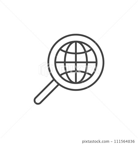 Globe inside Magnifying Glass vector concept linear icon 111564836
