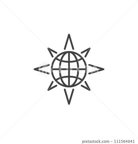 Globe inside Star Shape vector simple concept thin line icon Globe inside Star Shape vector simple concept thin line icon 111564841