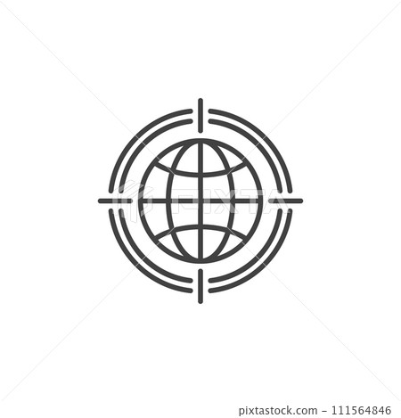 Globe Target Aim vector concept thin line icon Globe Target Aim vector concept thin line icon 111564846