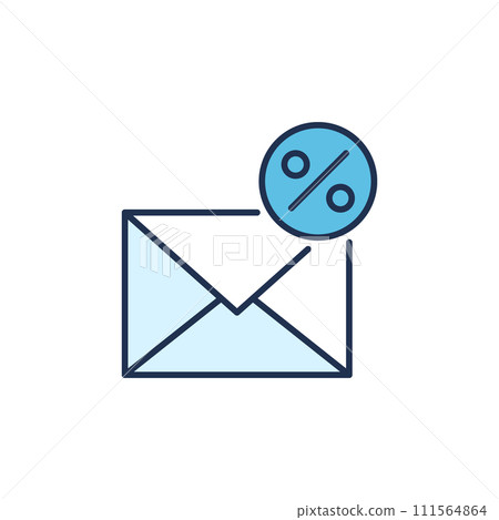 Circle with Percent sign and Envelope vector Email colored icon 111564864