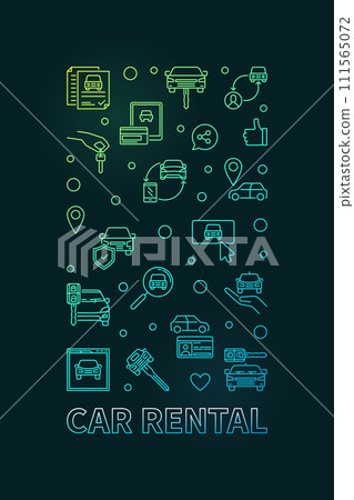 Car Rental concept vertical colored banner - Outline illustration 111565072