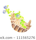 Hand-drawn illustration of a baby Greek tortoise playing with a giant tortoise Hand-drawn illustration of a baby Greek tortoise playing with a giant tortoise 111565276