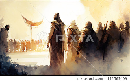來自伊朗和巴勒斯坦的難民騎馬逃亡 111565409