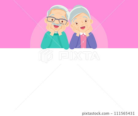 cute elderly couple sitting together with white space 002 cute elderly couple sitting together with white space 002 111565431