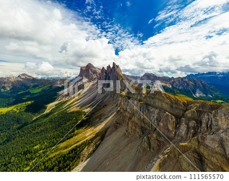 High Seceda mountains and green valley in good sunny day. High Seceda mountains and green valley in good sunny day. 111565570