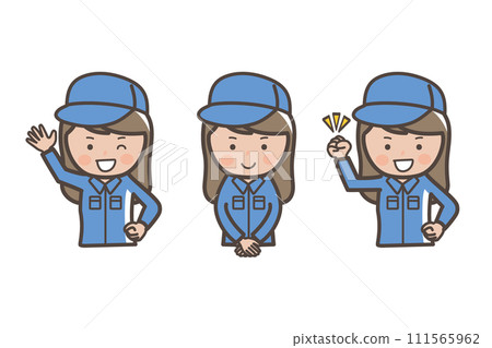 女工及清潔工上半身姿勢套組_Gutspose_Greetings_Reply 111565962