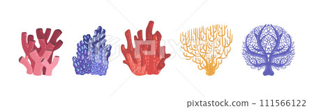 Colorful Reef Coral and Marine Hydranths Vector Set Colorful Reef Coral and Marine Hydranths Vector Set 111566122