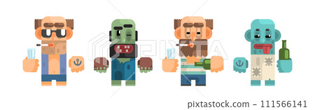 Antisocial People Icon Flat Primitive Stylized Graphic Design Vector Set Antisocial People Icon Flat Primitive Stylized Graphic Design Vector Set 111566141