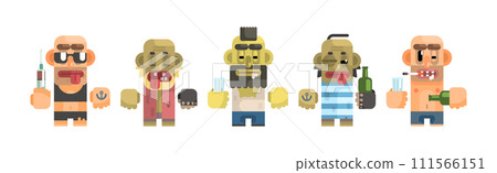 Antisocial People Icon Flat Primitive Stylized Graphic Design Vector Set Antisocial People Icon Flat Primitive Stylized Graphic Design Vector Set 111566151