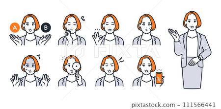 Simple vector icon illustration set material of female manager 111566441