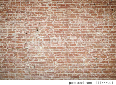 Old red brick walls. Old restored masonry. Historical and cultural heritage. Brick background. 111566901