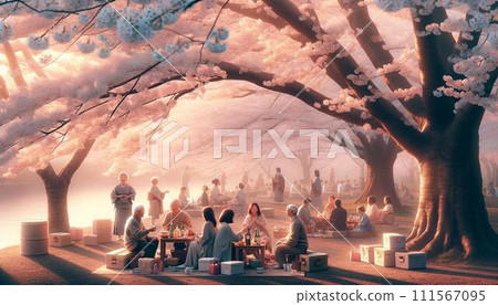 Cherry blossom material Various postures of cherry blossoms Beautiful scenery Scenery Sakura tree Sakura park Cherry blossoms in full bloom 111567095