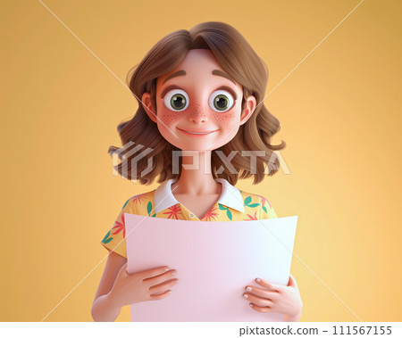 一個年輕女子拿著文件夾檢查一些東西 111567155