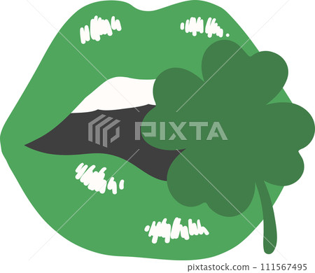 St Paticks day lips with clover leaf 111567495