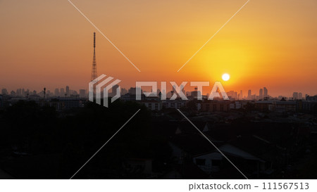 Bangkok (Thailand) 14022024- Sunset cityscape view with beautiful sky. Colorful cloud and sky sunset. Bangkok (Thailand) 14022024- Sunset cityscape view with beautiful sky. Colorful cloud and sky sunset. 111567513