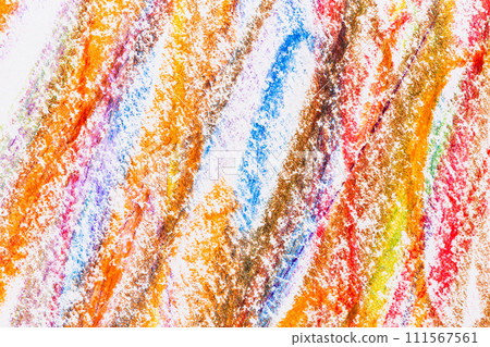 Multi color hand crayon drawing 111567561