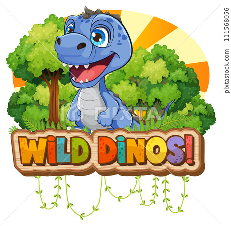 Cheerful Dinosaur in a Lush Landscape Cheerful Dinosaur in a Lush Landscape 111568056