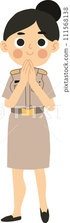 Thai Woman Educator Welcoming. Cute Thai Female Teacher Greeting Sawasdee Thai Woman Educator Welcoming. Cute Thai Female Teacher Greeting Sawasdee 111568138