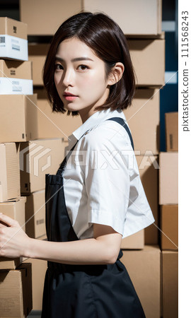 A woman organizing her backyard 111568243