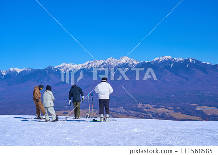 Yatsugatake mountain range on the northeast side seen from the gondola summit station of Fujimi Panorama Resort in Fujimi Town, Nagano Prefecture in winter Yatsugatake mountain range on the northeast side seen from the gondola summit station of Fujimi Panorama Resort in Fujimi Town, Nagano Prefecture in winter 111568585