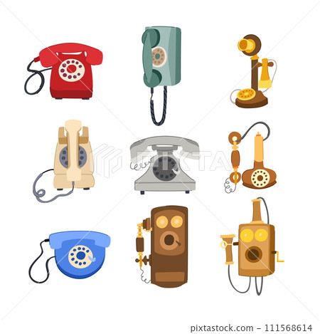 telephone retro set cartoon vector illustration telephone retro set cartoon vector illustration 111568614