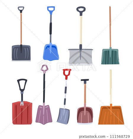 snow shovel set cartoon vector illustration 111568729