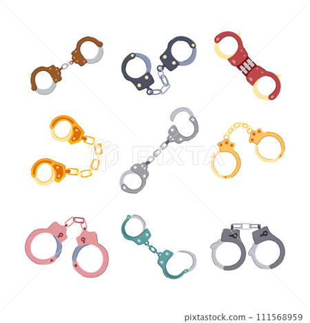 handcuffs set cartoon vector illustration 111568959