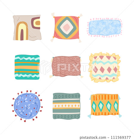 boho pillow set cartoon vector illustration boho pillow set cartoon vector illustration 111569377